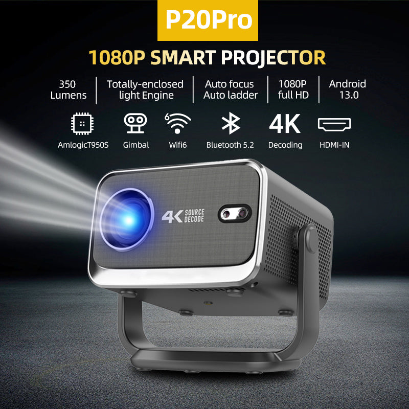 P20 Pro Smart Projector | 1080P, Android 13, Auto Focus, 350 ANSI Lumens