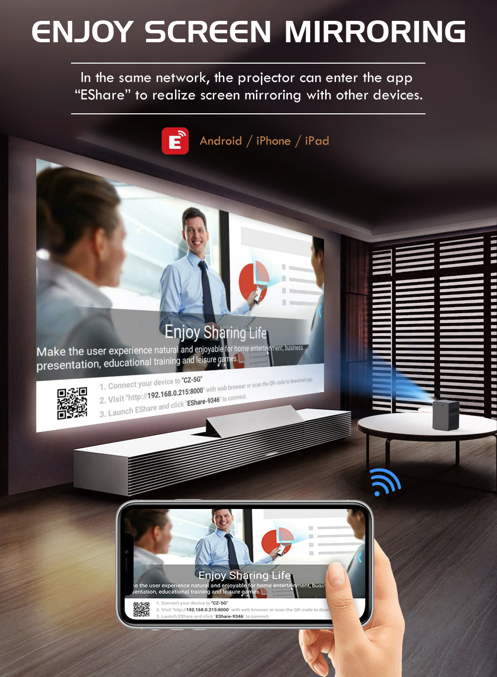 P18 DLP Mini Projector | 100 ANSI, Android 9, Built-in Battery, Pocket-Sized