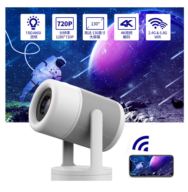 J1 Mini Projector | 720P, 150 ANSI Lumens, Android 11, Wi-Fi 6, Bluetooth
