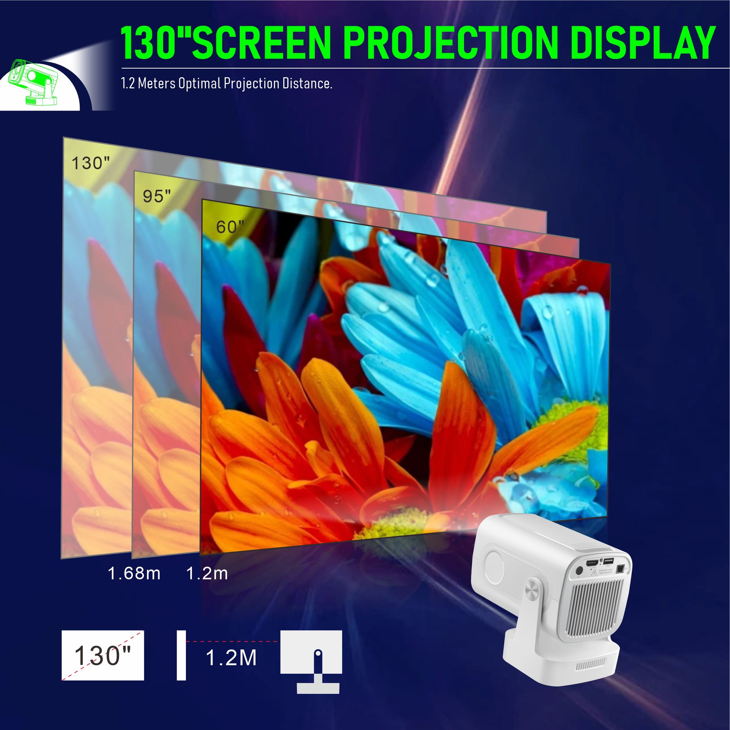 HY260Pro Mini Projector | 1080P, 200 ANSI, Android 11, Voice Control Remote