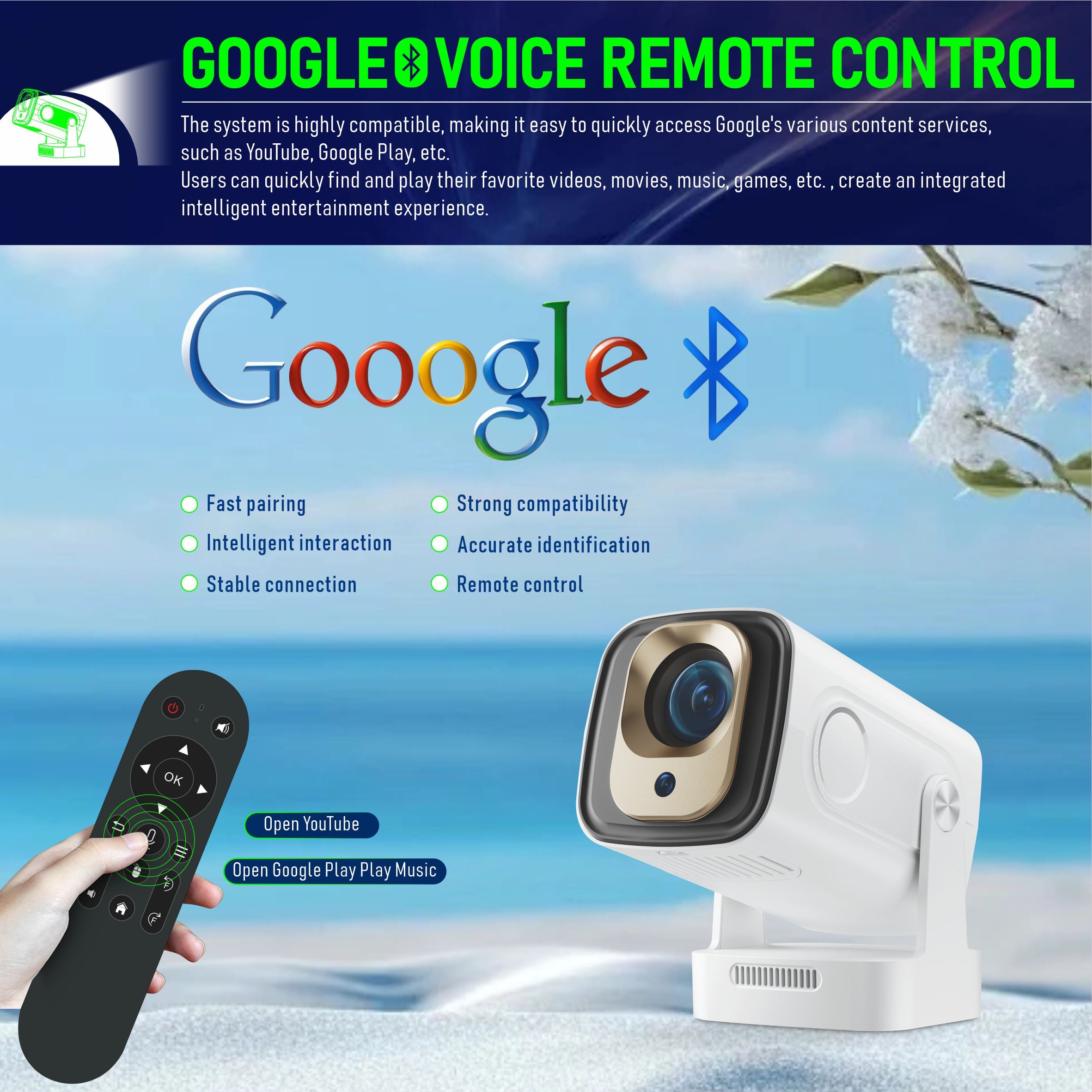 HY260Pro Mini Projector | 1080P, 200 ANSI, Android 11, Voice Control Remote