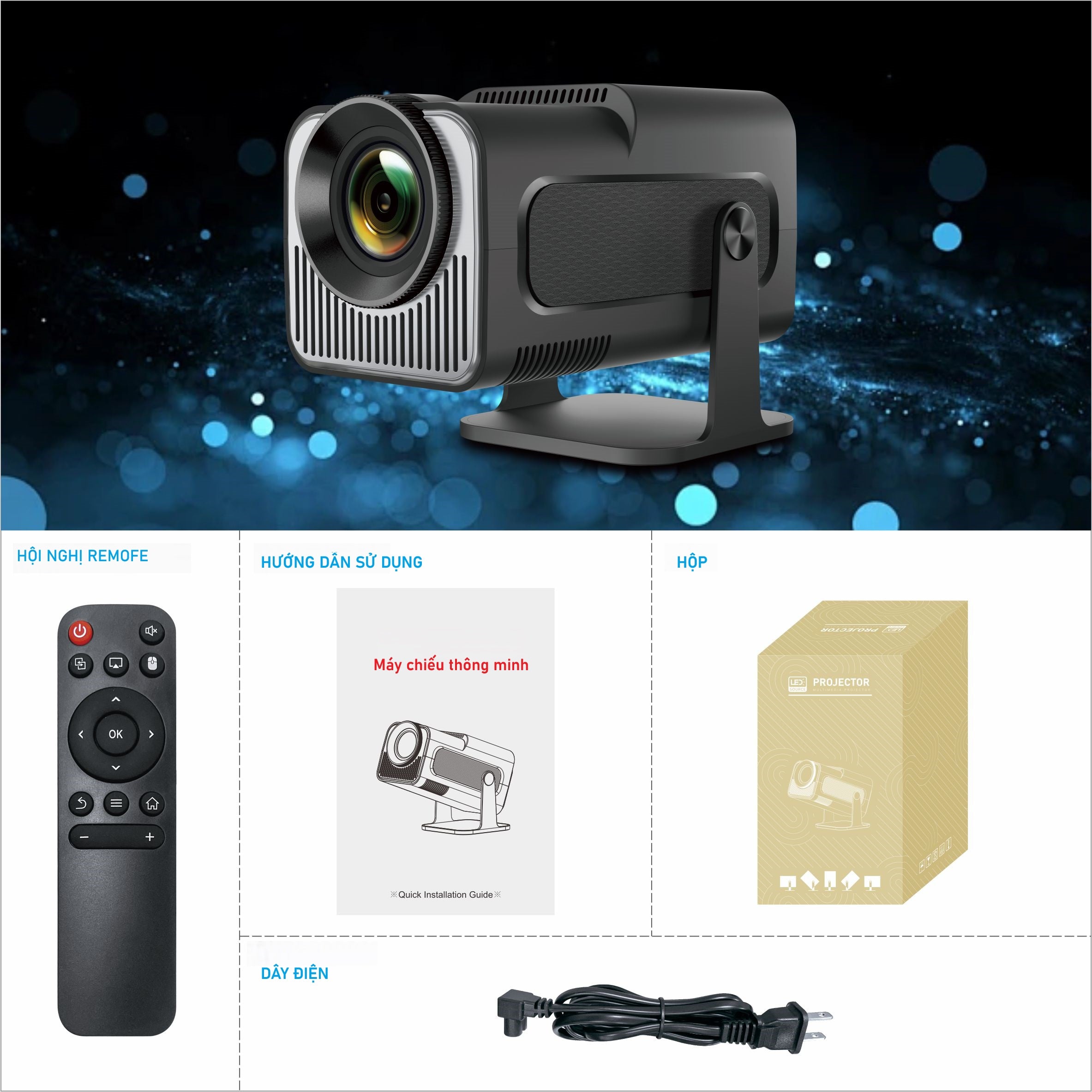 HY320 Mini Smart Projector | 720P, 200 ANSI, Short-Throw, Android 11