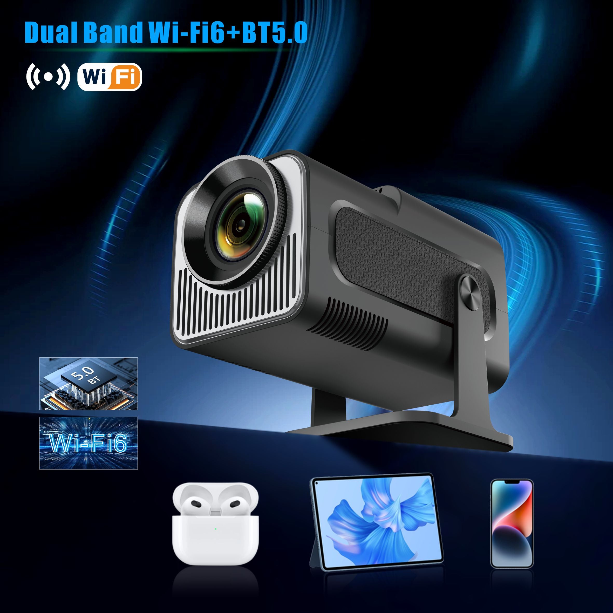 HY320 Mini Smart Projector | 720P, 200 ANSI, Short-Throw, Android 11