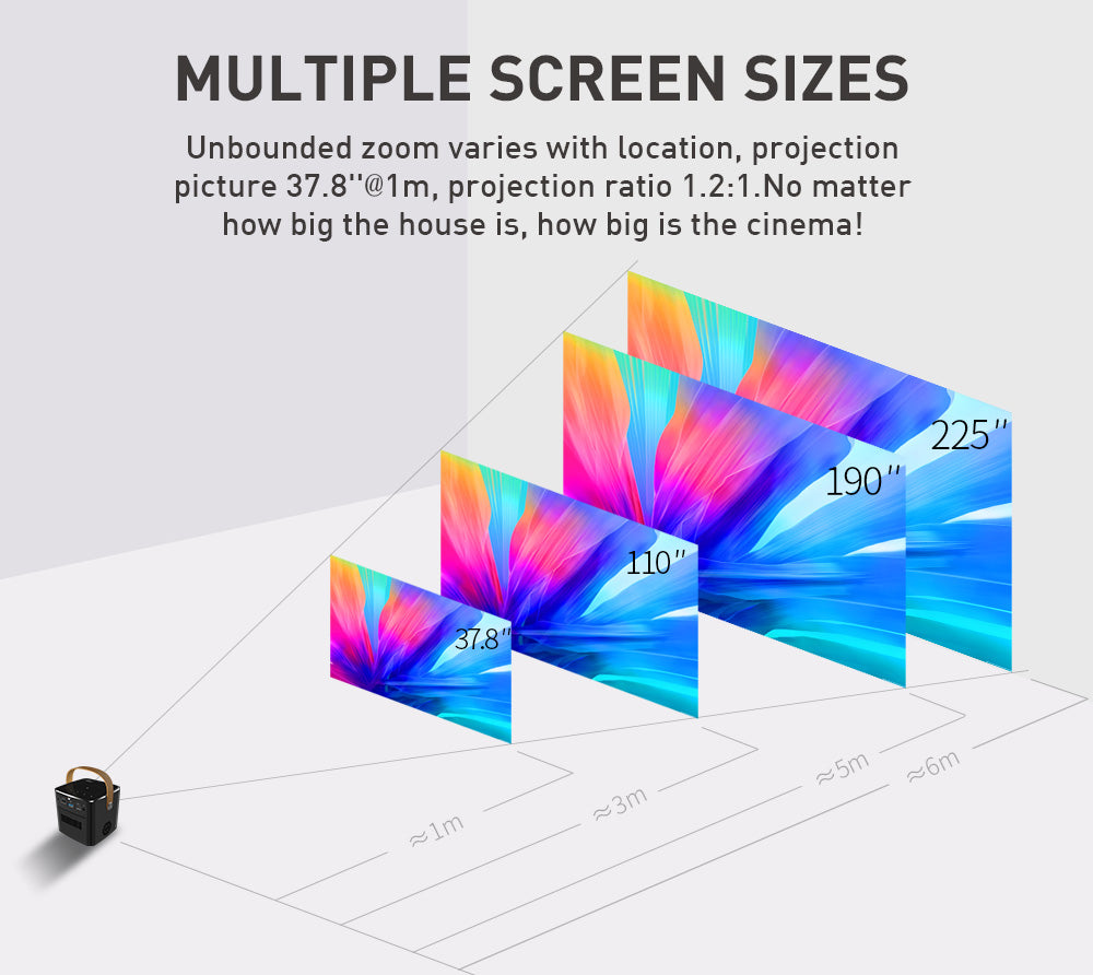 P12 DLP Mini Projector | 1080P, Pocket-Sized, 200 Lumens, Built-in Battery