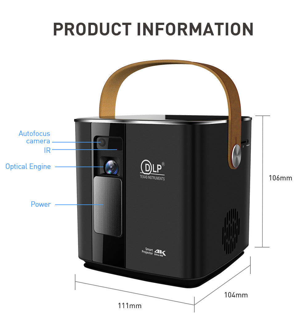 P12 DLP Mini Projector | 1080P, Pocket-Sized, 200 Lumens, Built-in Battery