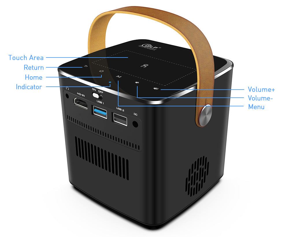 P12 DLP Mini Projector | 1080P, Pocket-Sized, 200 Lumens, Built-in Battery